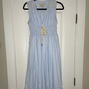 Anthropologie Moon river light blue seersucker summer maxi dress - barely worn